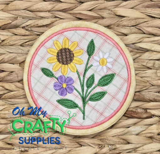 Floral Round Mug Rug Embroidery Design (MRP)