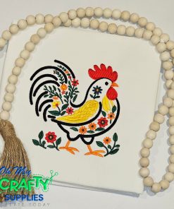Floral Rooster 226 Embroidery Design