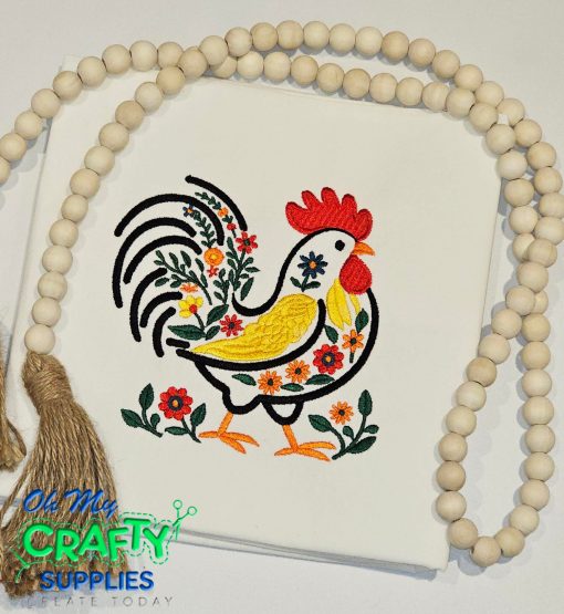 Floral Rooster 226 Embroidery Design
