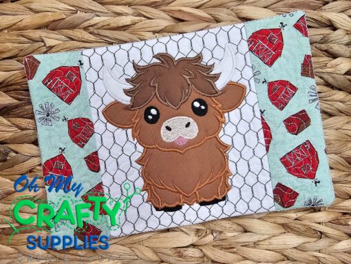 Highland Cow Mug Rug Embroidery Design (MRP)