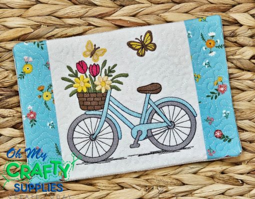 Spring Bicycle Mug Rug Embroidery Design (MRM)