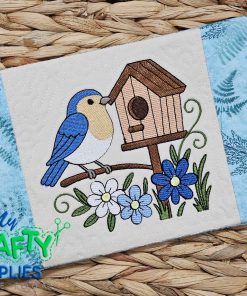 Bird House Mug Rug Embroidery Design (REV)