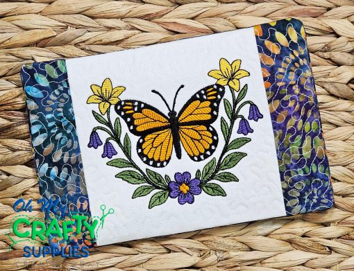 Lily Butterfly Mug Rug Embroidery Design (MRP)