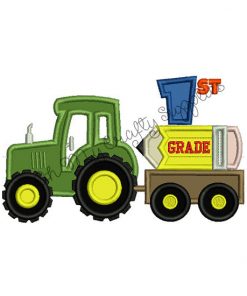 First Grade Tractor Applique Embroidery Design