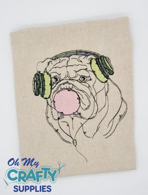 Headphone Bubble Pup Embroidery Design
