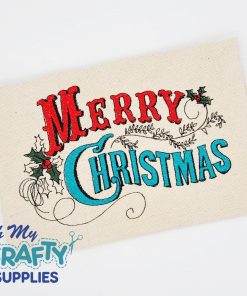 Merry Christmas Holly Embroidery Design