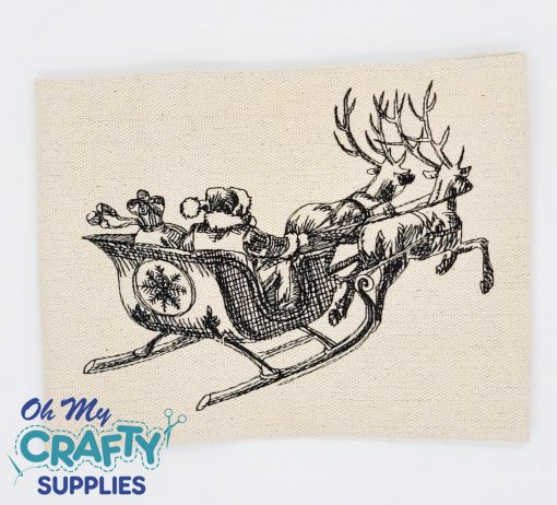 Sketch Santa Sleigh Embroidery Design