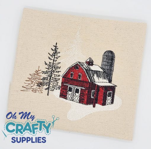 Snowy Barn Sketch 92521 Embroidery Design