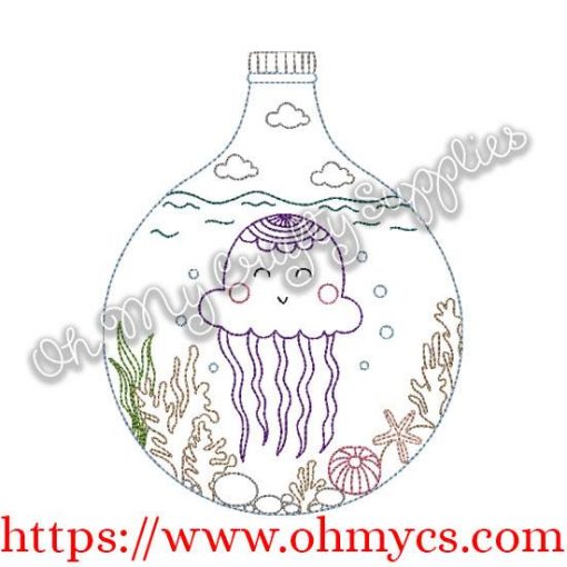 Bottled Ocean Critter Embroidery Design
