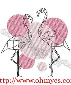 Abstract Flamingo Embroidery Design
