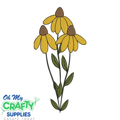 3 Standing Flowers Embroidery Design