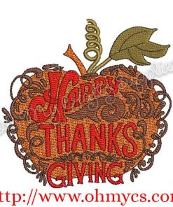 Autumn Happy Thanksgiving Embroidery Design