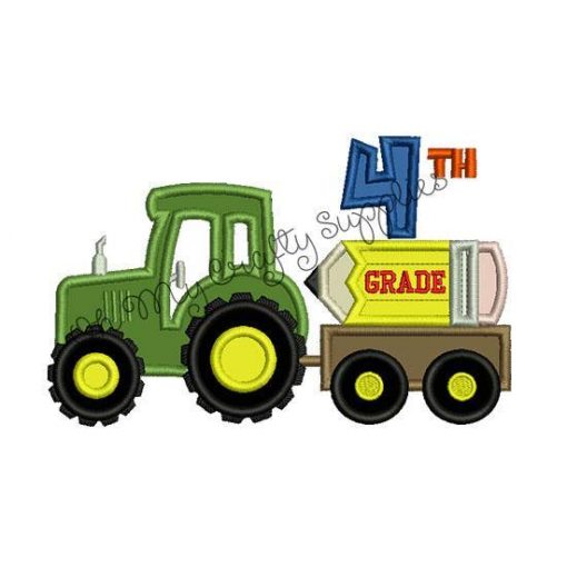 4th Grade Tractor Applique Embroidery Design