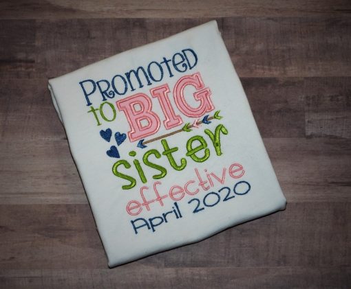 Promoted to Big Sister effective Applique Design