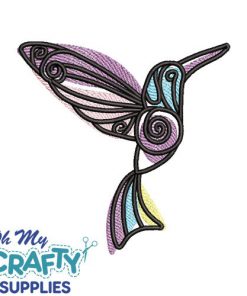 Abstract Hummingbird Color Splash Embroidery Design