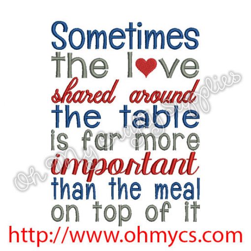 Love around the table Embroidery Design