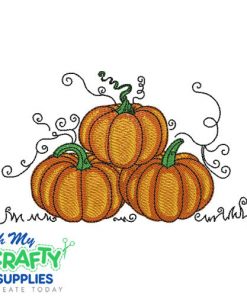 Autumn Pumpkin Trio Embroidery Design