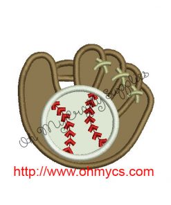 Baseball and Glove Applique Embroidery Design