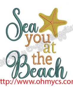 Sea you at the Beach Embroidery Design