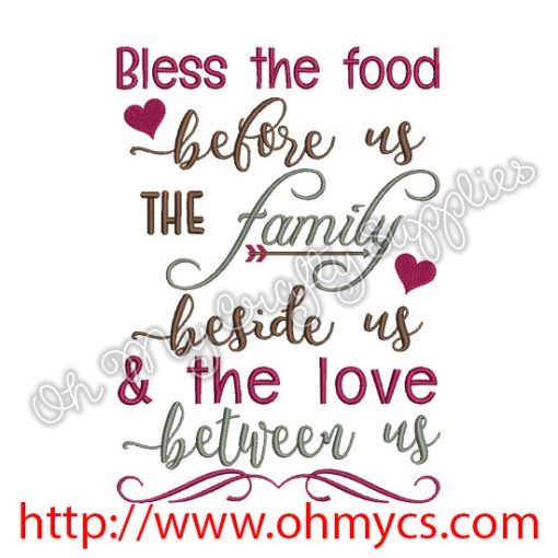 Bless the food before us Embroidery Design