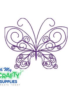 Butterfly Lineart Swirls 520 Embroidery Design