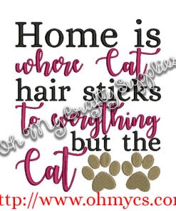 Cat hair on everything but the cat embroidery design