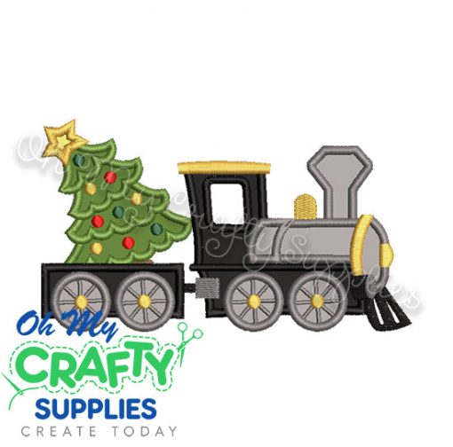 Christmas Tree Train Applique Design