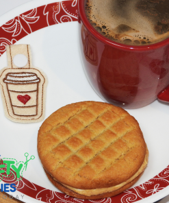 ITH Coffee Cup Key Fob 222 Embroidery Design