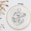 Fish Anchor Sketch 2021 Embroidery Design