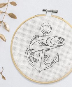 Fish Anchor Sketch 2021 Embroidery Design