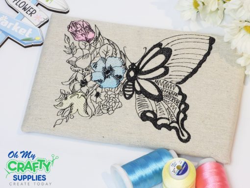 Blended Floral Butterfly Embroidery Design