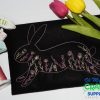 Floral Line Art Bunny Embroidery Design