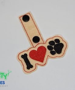 Bone Heart Paw Key Fob Embroidery Design