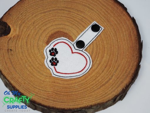Heart with Paws Key Fob Embroidery Design