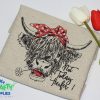 Highland Heifer Cow Embroidery Design