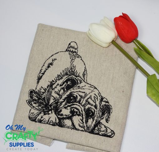 Puppy and Butterfly Sketch 2021 Embroidery Design