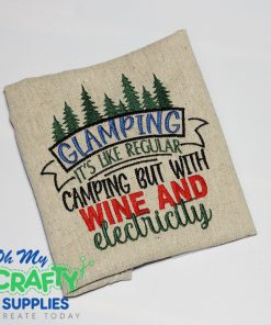 Glamping Camping Wine Electricity Embroidery Design