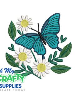 Daisy Butterfly 1216 Embroidery Design