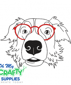 Dog with Glasses 413 Embroidery Design