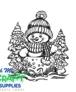 Detailed Sketch Snowman Embroidery Design