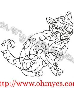 Doodle Cat Embroidery Design