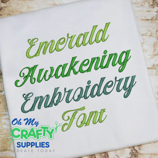 Emerald Awakening Embroidery Font (BX Included) (FM)