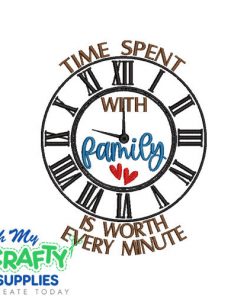 Family Clock Embroidery Design