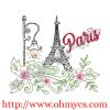 Floral Paris Embroidery Design