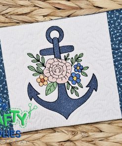 Floral Anchor Mug Rug Embroidery Design (MAD)