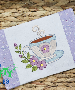 Floral Cup 25 Mug Rug Embroidery Design (REV)