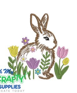 Flower Garden Bunny Embroidery Design