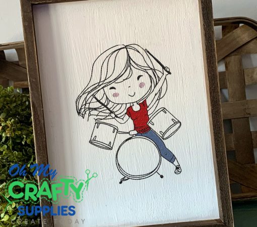 Girl Drummer Embroidery Design