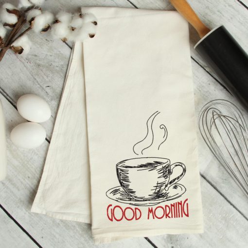 Good Morning Sketch Coffee Embroidery Design