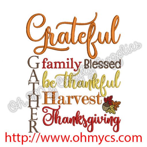 Grateful Embroidery Design